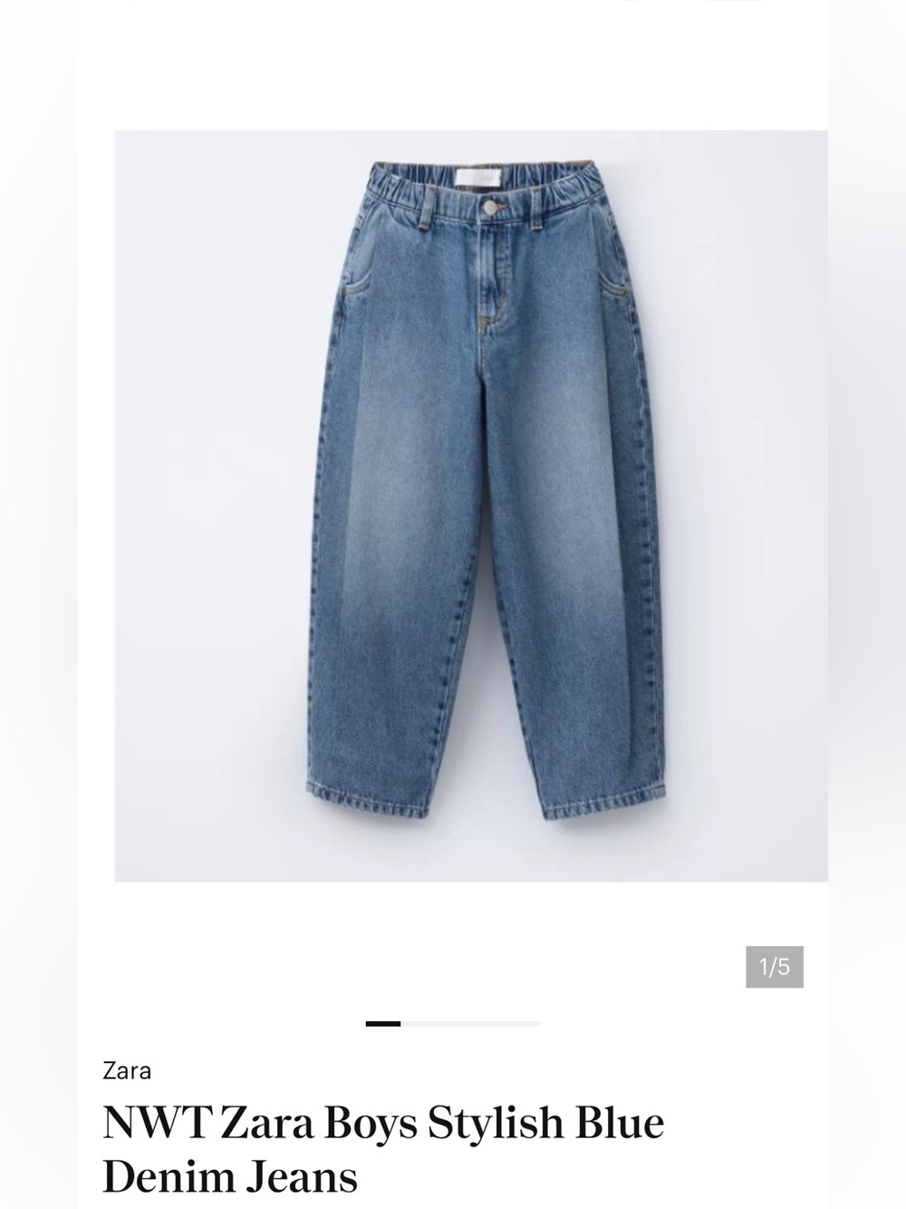 NWT Zara Boys Stylish Blue Denim Jeans